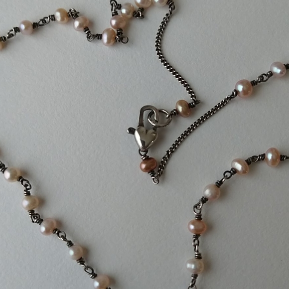 Vintage Sterling Silver Pearl necklace - Picture 5 of 9